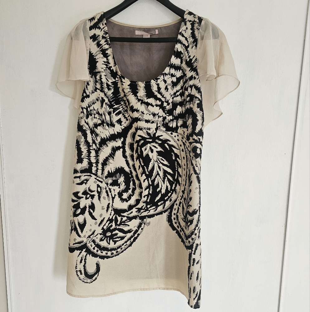 Forever 21 Black and Cream Patterned Dress, Sz XS